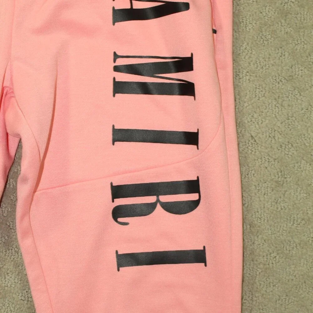 2pc Amiri Logo Womens Sz S Peachy Pink Sweats Outfit Hoodie & Pants